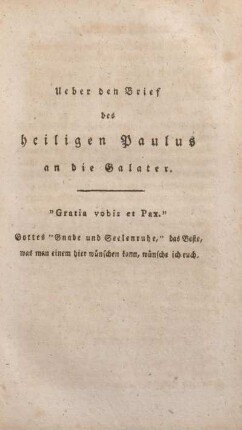 Ueber den Brief des heiligen Paulus an die Galater.