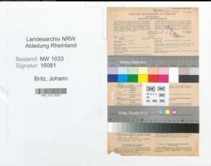 Entnazifizierung Johann Britz , geb. 01.02.1898 (Polizeibeamter)