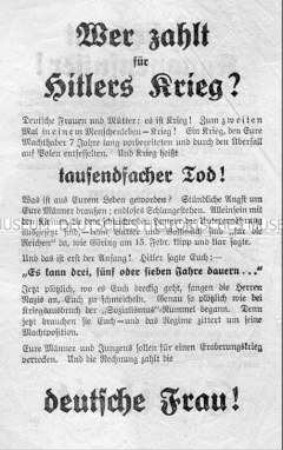 Britisches Abwurf-Flugblatt zur Frage der Kriegsschuld und der Kosten