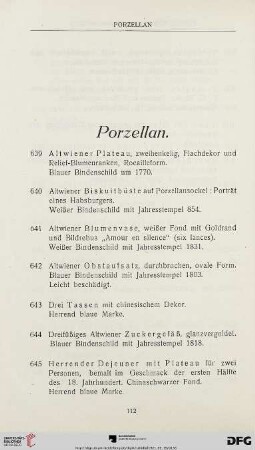 Porzellan (Nr. 639-709)