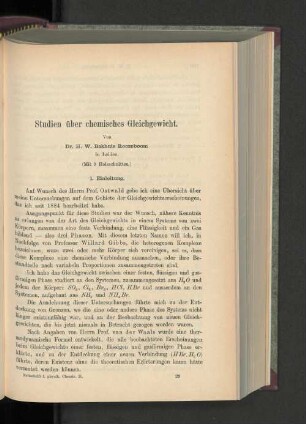 Studien über chemisches Gleichgewicht.