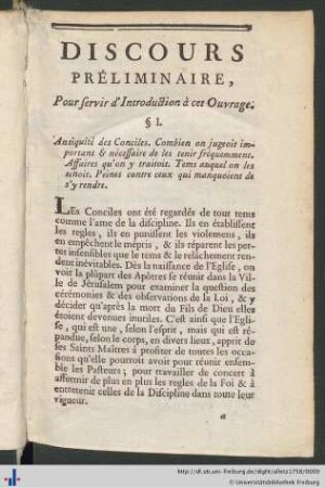 Discours Préliminaire, Pour servir d’Introduction à cet Ouvrage.