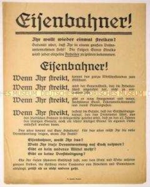 Anonymer Aufruf an die Eisenbahner zur Verhinderung weiterer Eisenbahnerstreiks