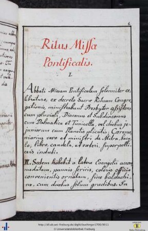 Ritus Missa Pontificalis.