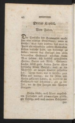 Drittes Kapitel. Vom Futter.