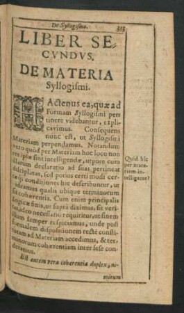Liber Secundus. De Materia Syllogismi.
