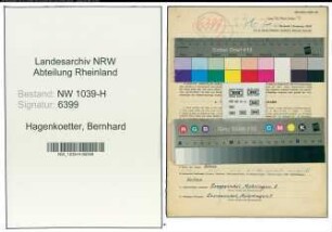 Entnazifizierung Bernhard Hagenkoetter , geb. 01.07.1910 (Landwirt)
