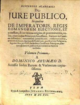 Discursus Academici De Iure Publico, 1