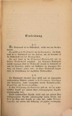 Lehrbuch der Elementar-Mathematik. 1,1