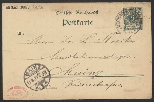 Brief an B. Schott's Söhne : 11.08.1897