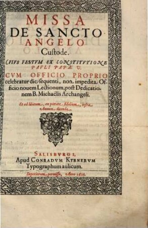 Missa De Sancto Angelo Custode ...