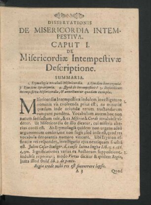 Caput I. De Misericordia Intempestivae Descriptione.