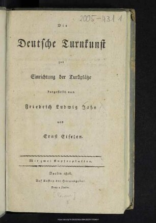 Die Deutsche Turnkunst zur Einrichtung der Turnplätze