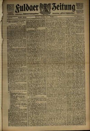 Erste Ausgabe vom Montag, den 07. August 1911.