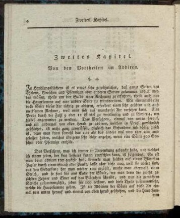 Zweites Kapitel. Von den Vortheilen im Addiren.