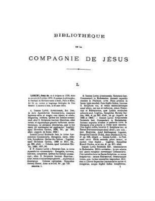 Bibliothèque de la Compagnie de Jésus L- O