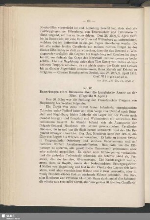 Nr. 65. Bemerkungen eines Reisenden über die französische Armee an der Elbe (Ungefähr 9. April)