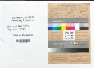 Entnazifizierung Hermann Dutine , geb. 20.12.1902 (Maschinenschlosser)