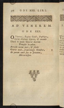 306-309, Ad Venerem. Ode XXX.; Remarques Sur L'Ode XXX.; Notes Sur L'Ode XXX.