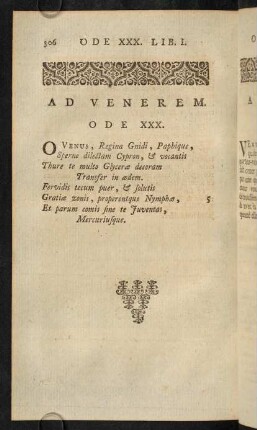 306-309, Ad Venerem. Ode XXX.; Remarques Sur L'Ode XXX.; Notes Sur L'Ode XXX.