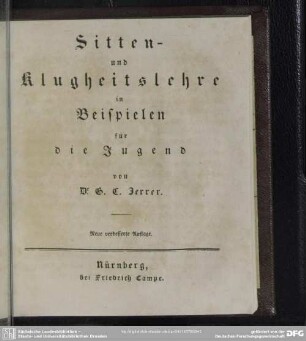 Sitten- und Klugheitslehre in Beispielen für die Jugend