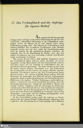 17. Das Verkaufsbuch und die Aufträge für eigenen Bedarf