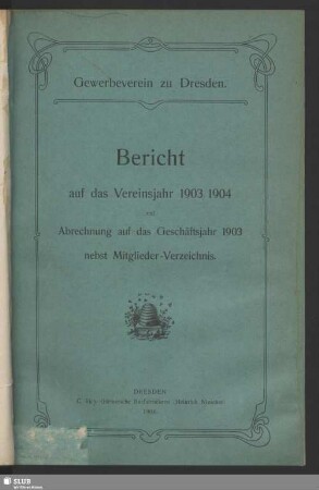 1903/04(1904): Bericht : über das Vereinsjahr ... und Abrechnung über das Geschäftsjahr ..