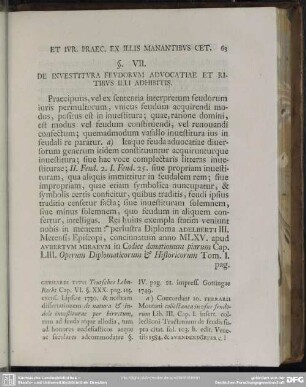 § VII. De Investitura Feudorum Advocatiae Et Ritibus Illi Adhibitis