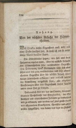 Anhang. Von der nächsten Ursache der Hämorrhoiden.