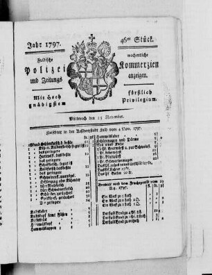 46tes Stück, Ausgabe vom 15. November 1797