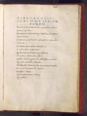 Tabula Capitulorum Huius Compendii