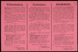 "Bekanntmachung." Bekanntgabe der Verurteilung von Einheimischen wegen verschiedener Vergehen