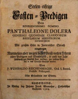 Seelen-eifrige Fasten-Predigen