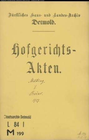 Milting, Kord Jürgen zu Heiligenkirchen gegen Tönnies Beins zu Hornoldendorf - Schuldforderung