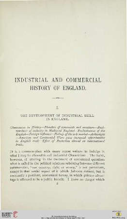 I. The development of industrial skill in England