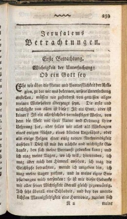 Erste Betrachtung. Wichtigkeit der Untersuchung: Ob ein Gott sey