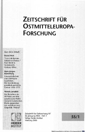 Zeitschrift für Ostmitteleuropa-Forschung : ZfO = Journal of East Central European studies, 55. 2006