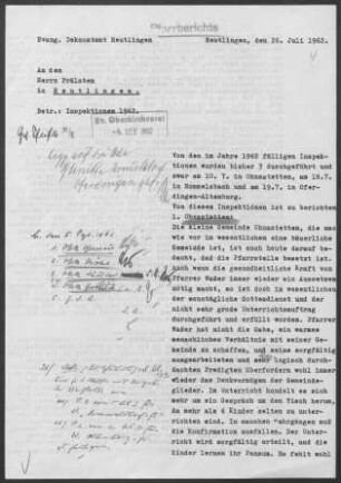 Ohnastetten, Rommelsbach und Oferdingen-Altenburg: Inspektionsbericht 1962