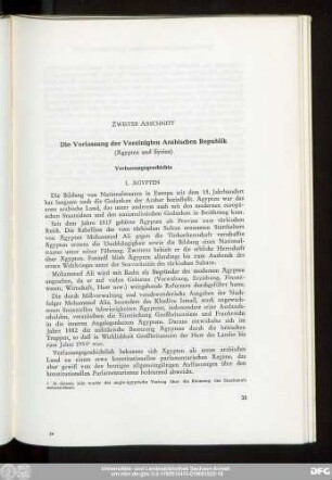 Zweiter Abschnitt Die Verfassung der Vereinigten Arabischen Republik (Ägypten und Syrien)