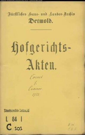 Cornel, Johann Rudolf zu Bremen gegen Anton Henrich Cramer zu Erder - Schuldforderung