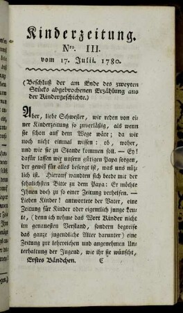 Nro. III. vom 17. Julii. 1780.