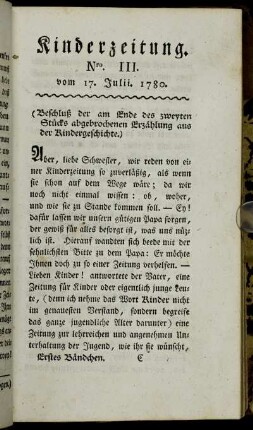 Nro. III. vom 17. Julii. 1780.