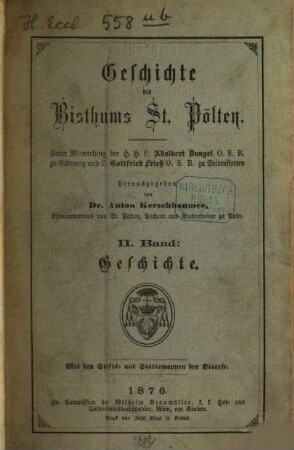 Geschichte des Bisthums St. Pölten. 2, Geschichte