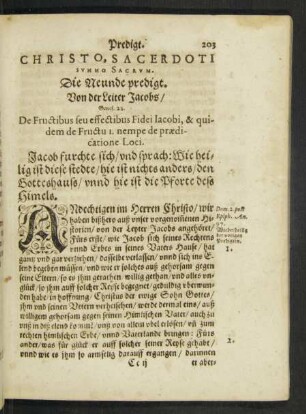 Christo, Sacerdoti Summo Sacrum. Die Neunde predigt. Von der Leiter Jacobs ...