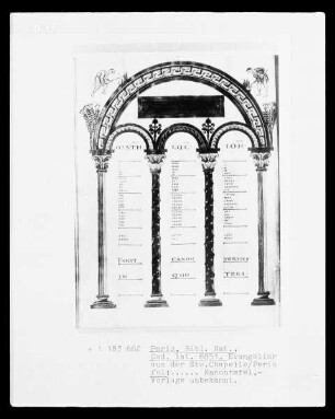 Evangeliar aus der Ste. Chapelle — Kanontafel