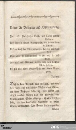 Ueber die Religion und Offenbarung.