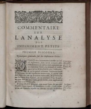 Commentaire Sur L'Analyse Des Infiniment Petits.