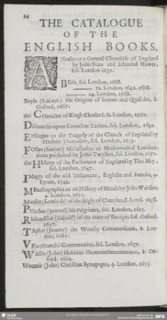 The Catalogue Of The English Books