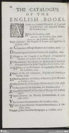The Catalogue Of The English Books