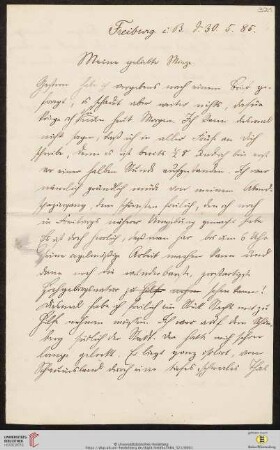 Heid. Hs. 3484,321: Brief von Eberhard Gothein an Marie Luise Gothein